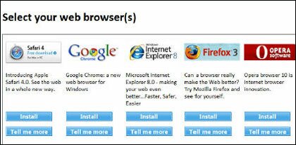 Выбор браузеров в Windows 7
