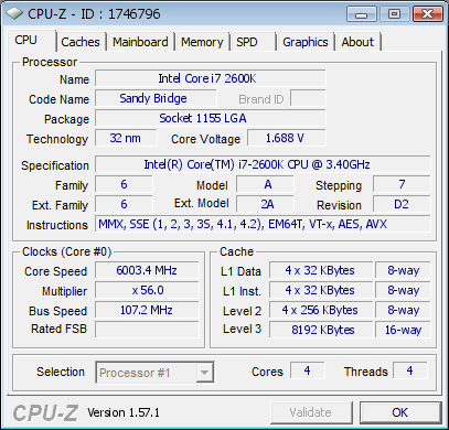 Intel Core i7 2600K разогнали до 6 ГГц